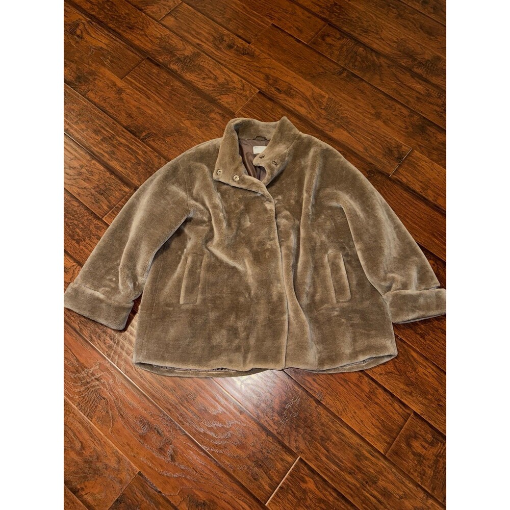 ASOS DESIGN cozy teddy funnel neck coat size US 24